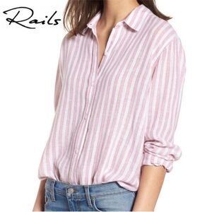 Rails Sydney Pink Striped Long Sleeve Button Down S